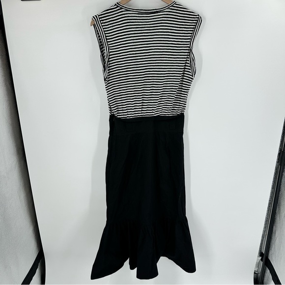 Veronica Beard Jeans Capri Linen Midi Dress Ruffle Black White Stripes Small - Picture 11 of 16